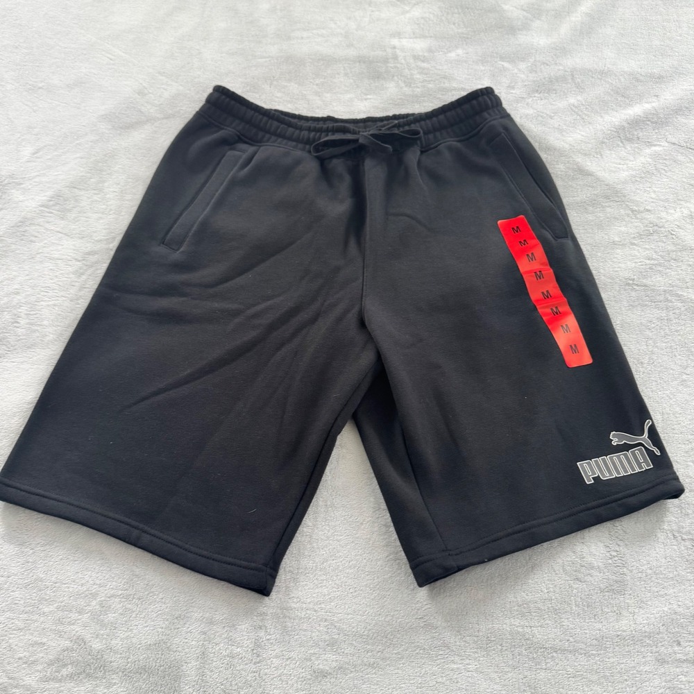 Puma Men's‎ Fleece Athletic Shorts Black Size Medium NWT Drawstring Pockets NEW